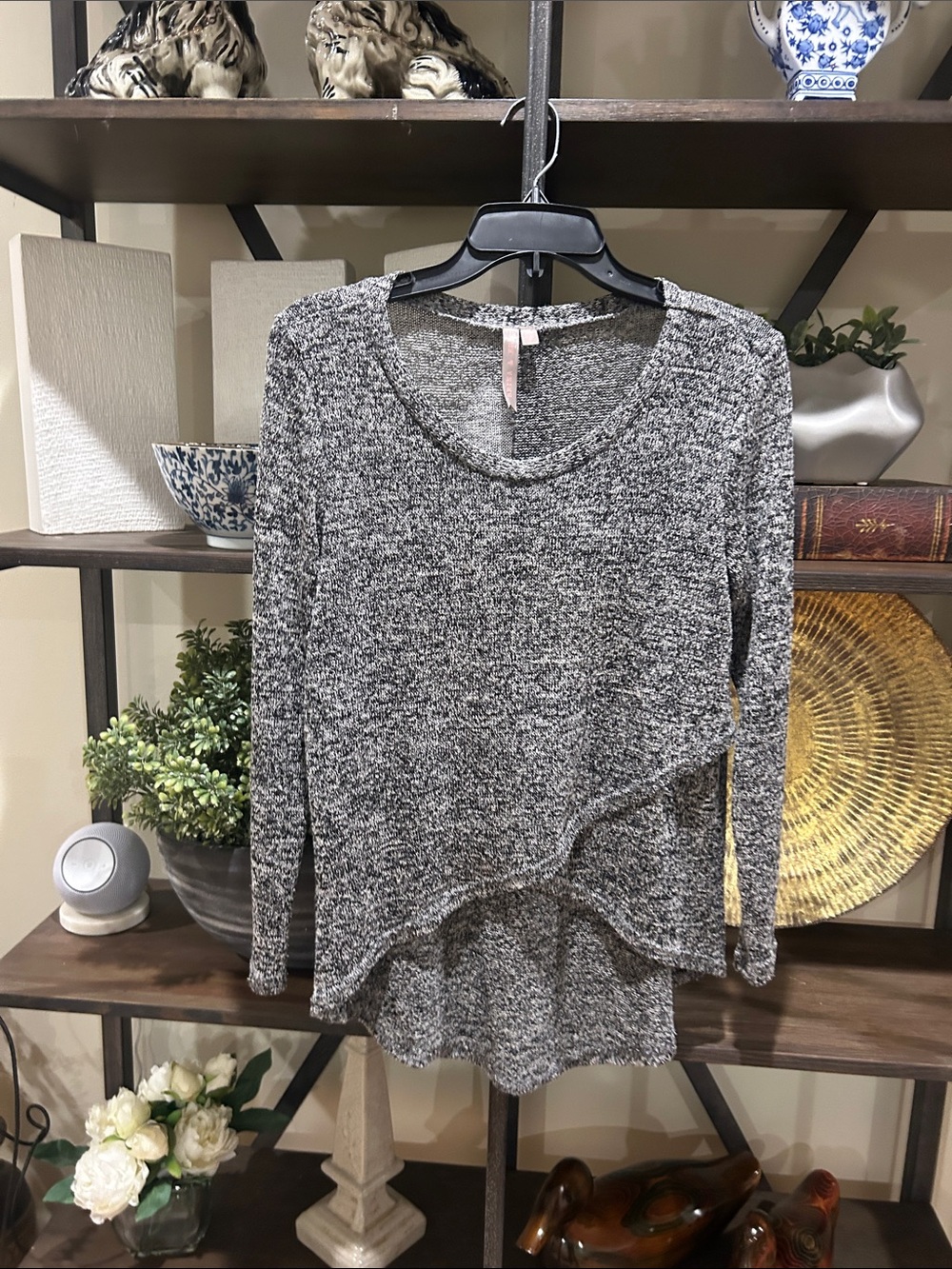 Brina & Em small Gray Marled Knit Long-Sleeve Top - Women's